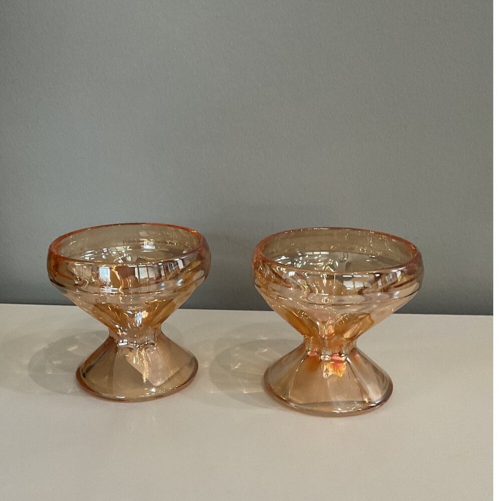 1950's Jeannette Glass Iridrscent Marigold Dessert Sherbet Bowls